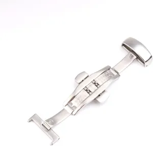 Watch Buckle(Silver,18mm) Butterfly Deployment Watch Band Buckle Stainless Steel Solid Double Push awesome green thousandth travel Button Fold Strap Clasp 10 12 14 16 18 20 22mm Tools 