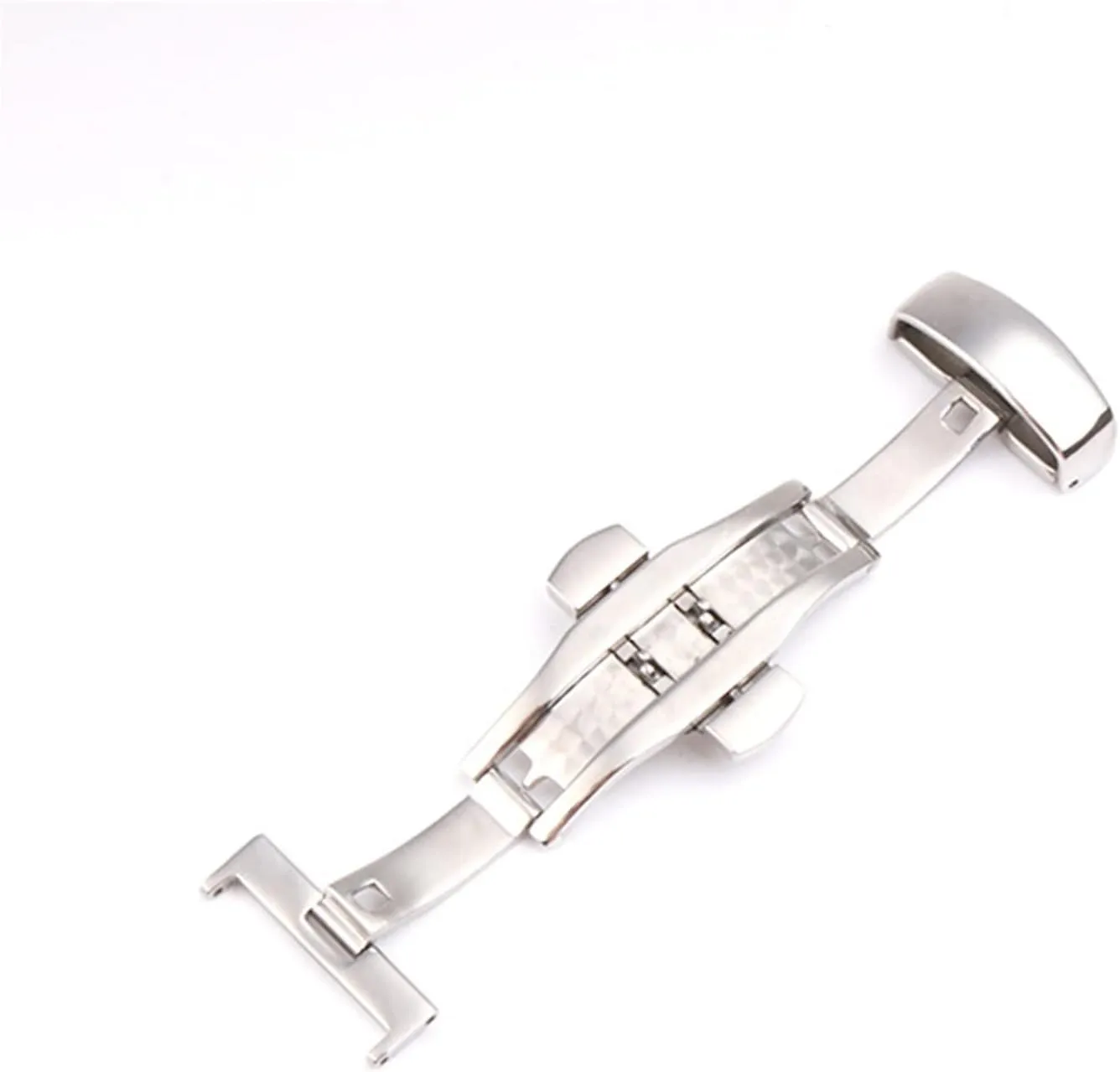 Watch Buckle(Silver,18mm) Butterfly Deployment Watch Band Buckle Stainless Steel Solid Double Push awesome green thousandth travel Button Fold Strap Clasp 10 12 14 16 18 20 22mm Tools 