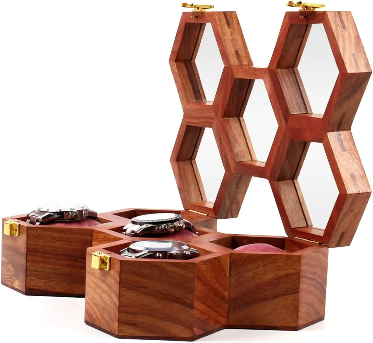 Watch Cases for Men grazing outline Watch Storage Valentines Gift Watch Organizer Holder Case for travel (5 slot) Wooden Watch Box Multi Slots Watch Display Case Mens Watch Box Organizer$ Dark Rosewood 