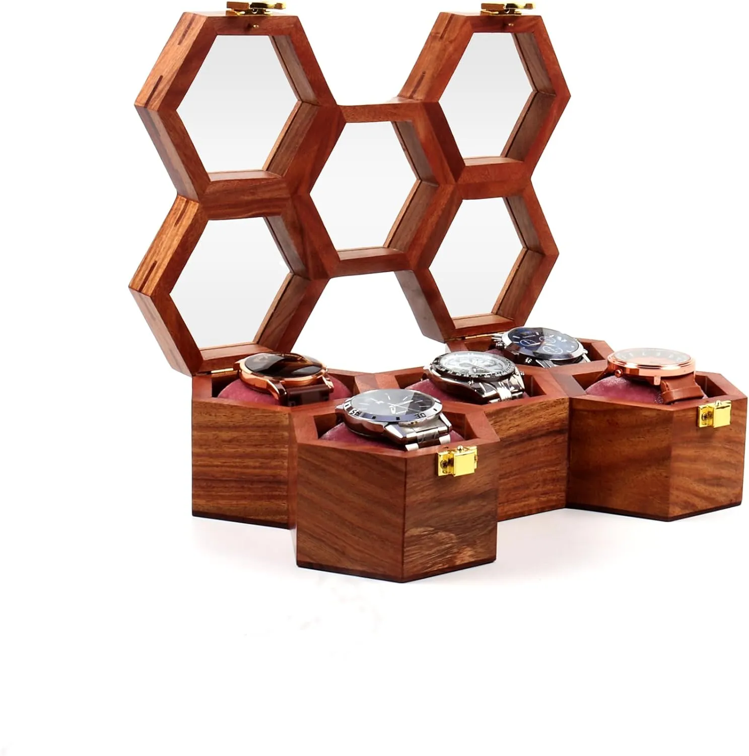 Watch Cases for Men grazing outline Watch Storage Valentines Gift Watch Organizer Holder Case for travel (5 slot) Wooden Watch Box Multi Slots Watch Display Case Mens Watch Box Organizer$ Dark Rosewood 