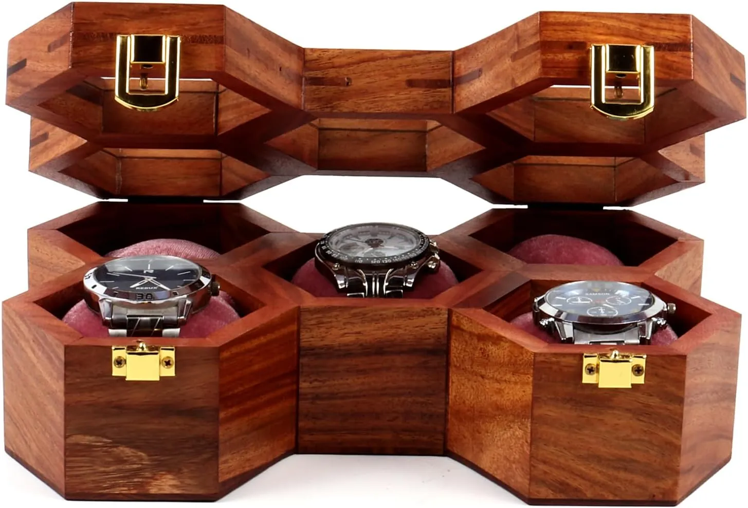 Watch Cases for Men grazing outline Watch Storage Valentines Gift Watch Organizer Holder Case for travel (5 slot) Wooden Watch Box Multi Slots Watch Display Case Mens Watch Box Organizer$ Dark Rosewood 