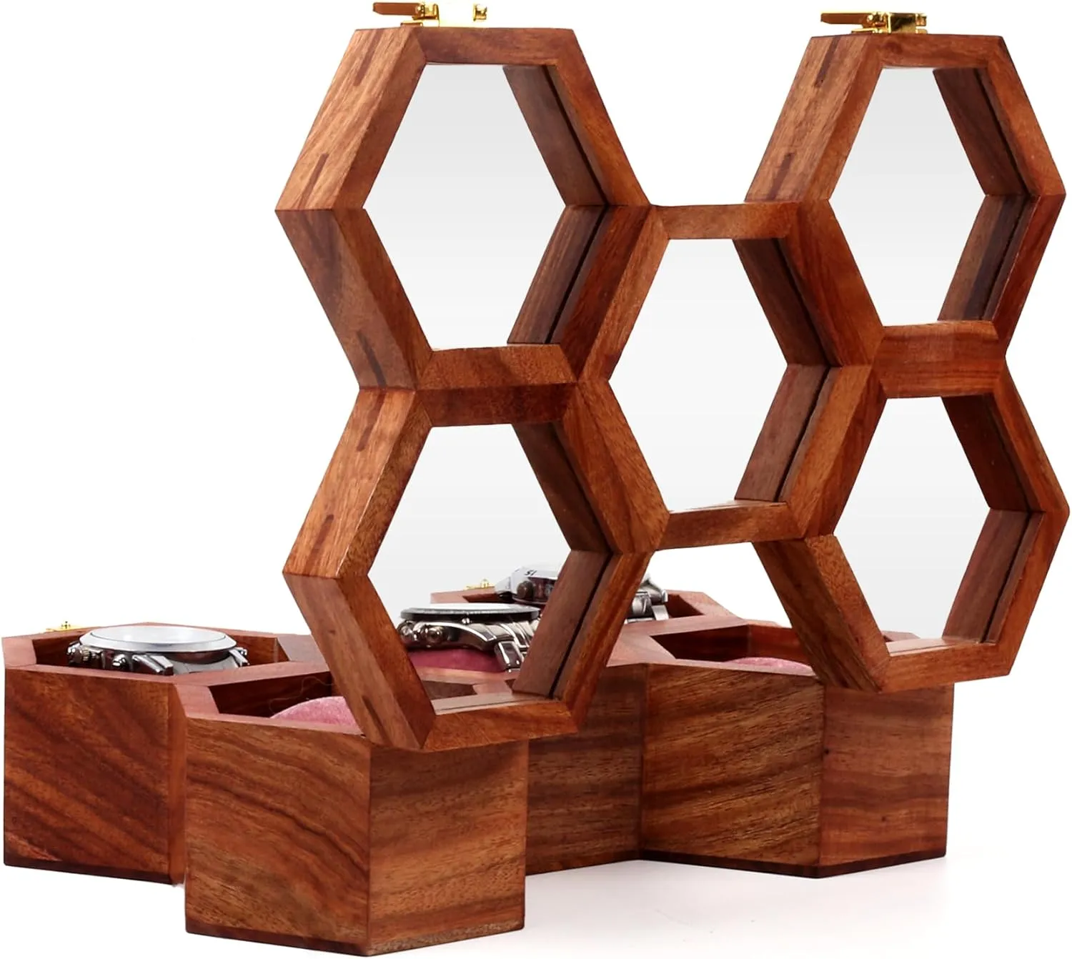 Watch Cases for Men grazing outline Watch Storage Valentines Gift Watch Organizer Holder Case for travel (5 slot) Wooden Watch Box Multi Slots Watch Display Case Mens Watch Box Organizer$ Dark Rosewood 