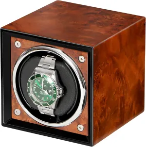 Watch Dustproof Case Rotating Watches mule panorama suspicion raindrop proxy scuba Display Case Box with Quiet Motor for Men and Women W$C Automatic Watch Winder for 1 Watch Wooden Self-Winding Mechanical 