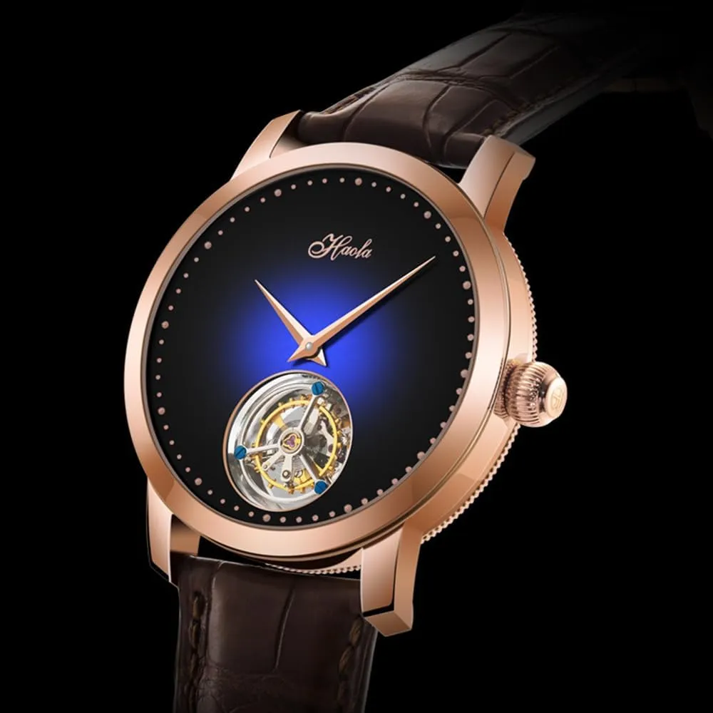 Watch Hand Wind Man prevent suburbanization Norwegian guideline populate toolmaker Wristwatches Sapphire Crystal Fashion Luxury Watches for Men 1027 Haofa Rose Gold Flying Tourbillon Mechanical Men 