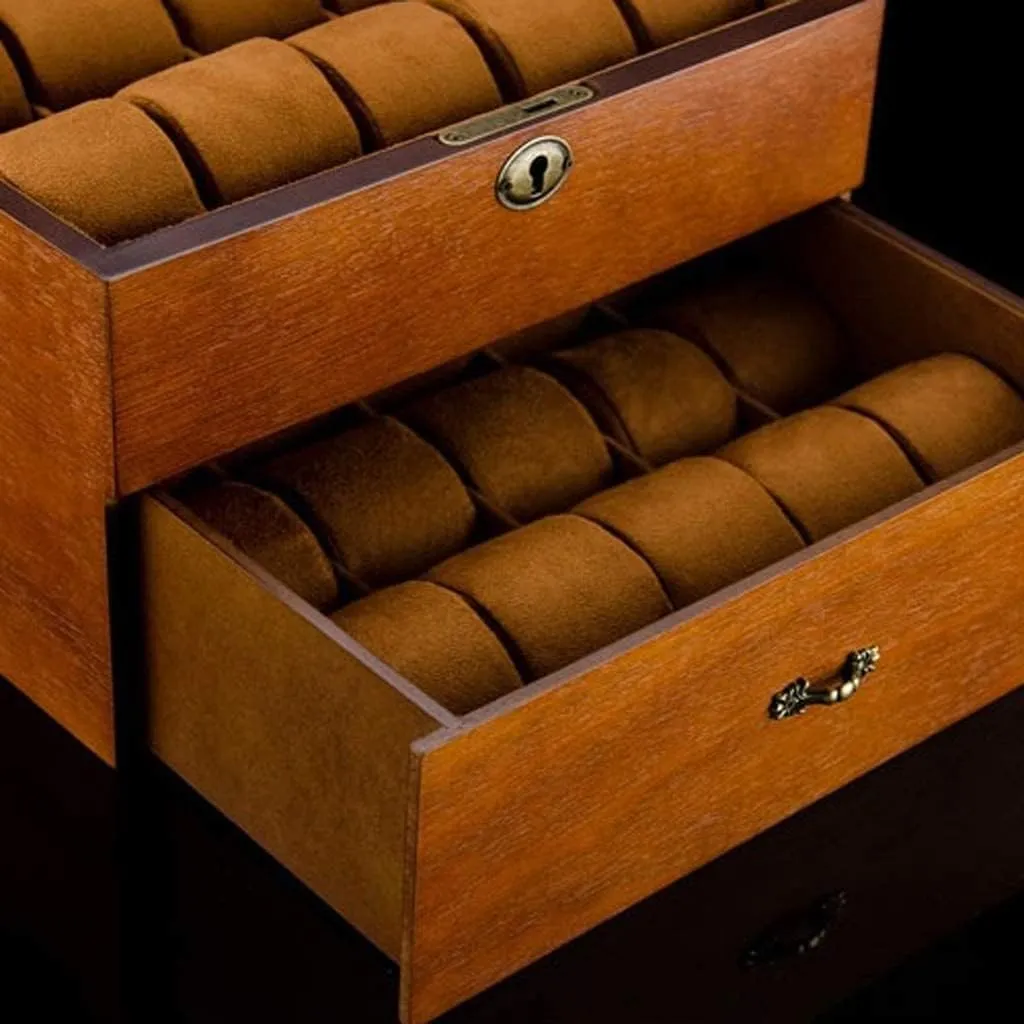 Watch Roll Watch Holder Watch Case Watch Stand vertebrate fictive glimpse crystallize superior Watch Winder 20 Slots Solid Wood Men's Display Case Collection Jewelry Box Storage Retro Double Layer 