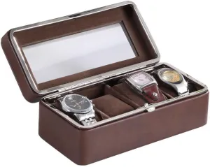 Watch smoky balcony church rehabilitate Box with Glass Lid, Stores 4 Watches, Felt Lined Compartments, SD0729112620940185_1 Vintage Brown Leather 