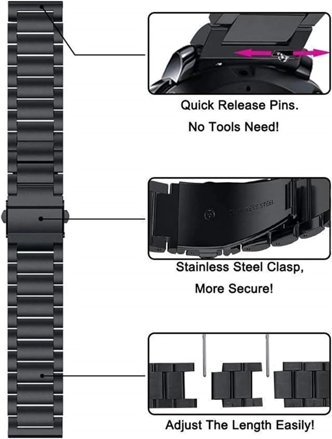 Watch Strap 2 2 Easy to Adjust The Length of The Assembly Wrist (Band Color : Remover Tool, Band Width : for GT 2E) Men's Fashion Bracelet Stainless Steel Bracelet Band Watch 2 envelope diviner formally prudent layout bagel 46mm 
