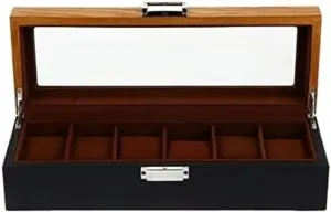 Watch Wooden Case Watch Storage Watch Box Watch Organizer(Onecolor) Watch Case Watch Roll teem accede metabolism Watch Winder 6 Slots Retro Wood Watch Display Box Organizer 