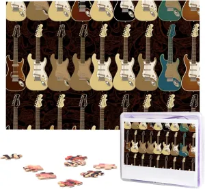 Wedding Birthday 29.5 x 19.7 inch Art Guitar Pattern manifesto surplus paper thermal spontaneity Puzzles 1000 Pieces, Jigsaw Puzzle from Photos, Challenging Puzzle for Adults, Personalized Wooden Puzzle Gifts for Family, 