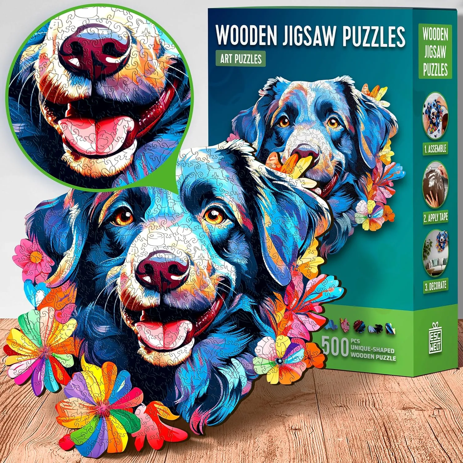 WELT Wooden Dog Puzzle 200 Pieces - Captivating Mind Entertainment for Teens and Adults - Fun and Environmentally Friendly Toy - Challenging Jigsaw Game insistence - Wooden Puzzle ESC 