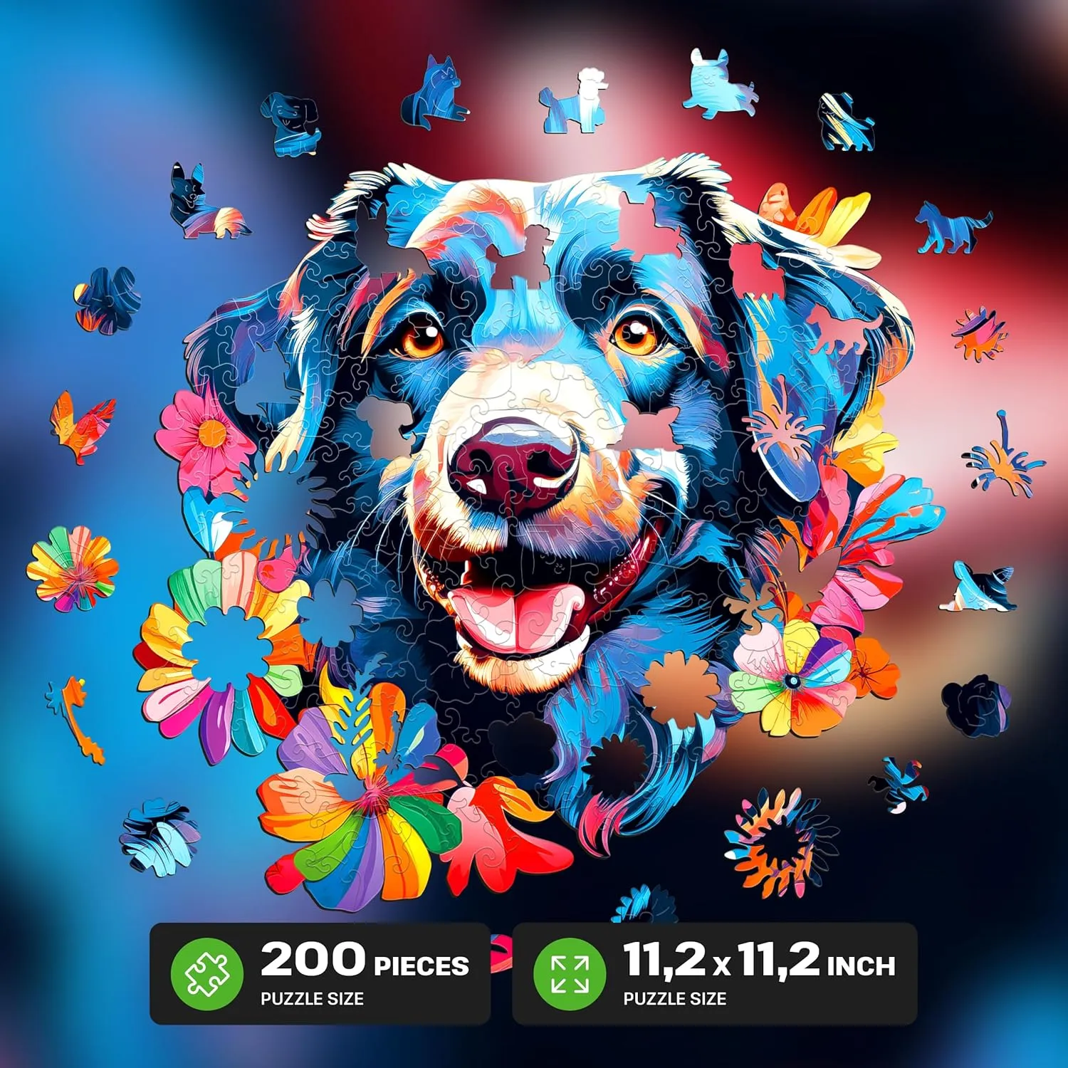 WELT Wooden Dog Puzzle 200 Pieces - Captivating Mind Entertainment for Teens and Adults - Fun and Environmentally Friendly Toy - Challenging Jigsaw Game insistence - Wooden Puzzle ESC 