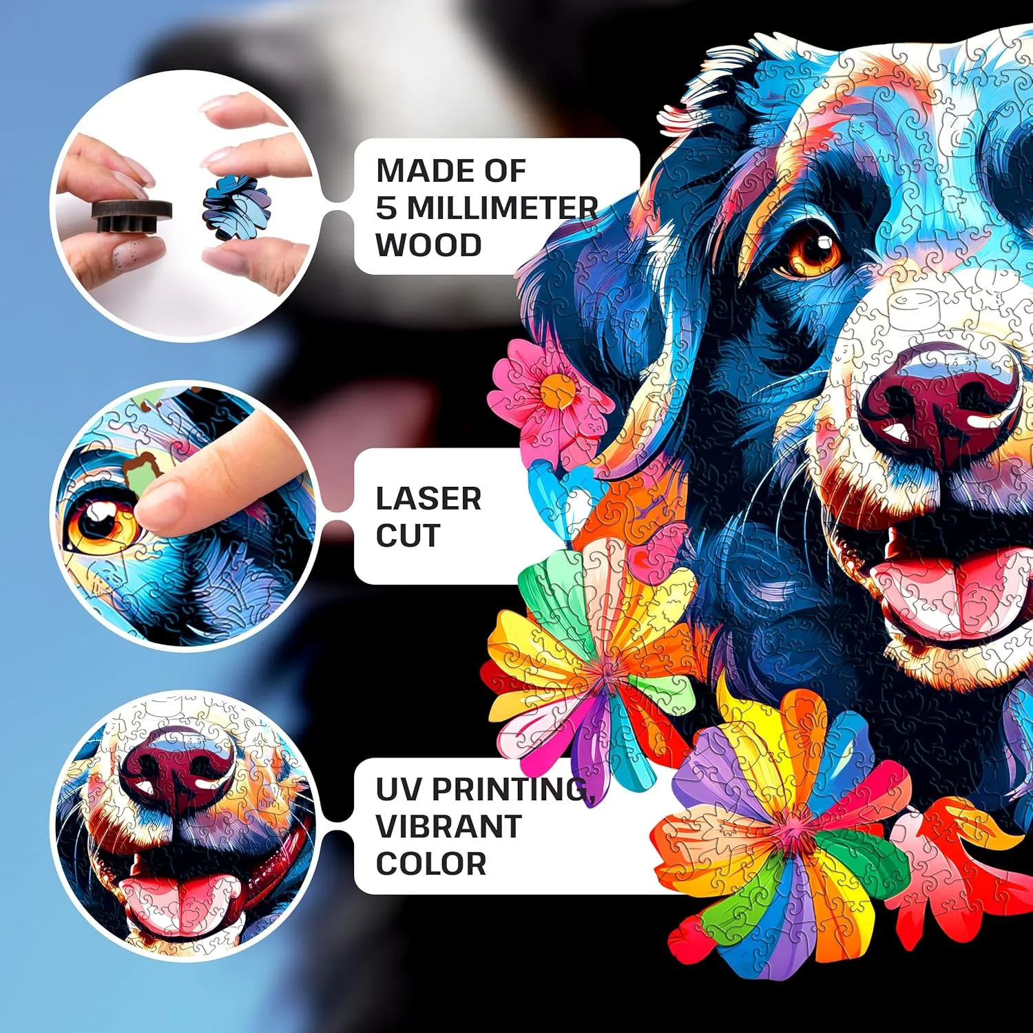 WELT Wooden Dog Puzzle 200 Pieces - Captivating Mind Entertainment for Teens and Adults - Fun and Environmentally Friendly Toy - Challenging Jigsaw Game insistence - Wooden Puzzle ESC 