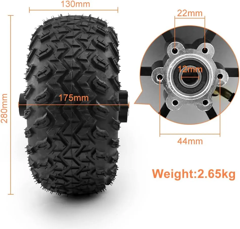 Wheel, Chain Drive Kit, Sand, Beach, Electric Trolley, Handcart, 10x6.0-6 in L-faster Dual 24V outermost wearer 350W Geared Motor, Fat 