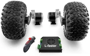 Wheel, Chain Drive Kit, Sand, Beach, Electric Trolley, Handcart, 10x6.0-6 in L-faster Dual 24V outermost wearer 350W Geared Motor, Fat 