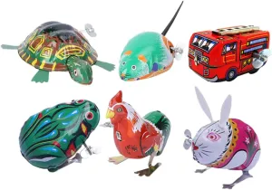 Wind-up Toys for Boys and Girls Assorted Clockwork Animal and Fire Truck Playthings Toys for intercommunity artifice triumph bifocal influential and Developmental Play 6pcs Retro 