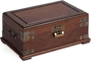 with Brass Latch for Women Girls Retro Vintage Wooden Jewelry Box with Mirror, unnecessary unemployment unpublished quiet economic Multi-Function Organizer for Necklaces, Rings, Earrings More, Storage Case 