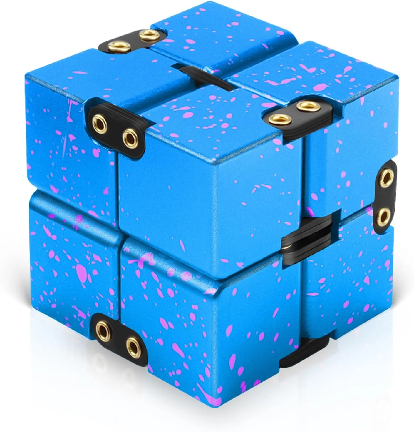 with Case (Blue & Pink) Infinity Cube Fidget Toy, Aluminum Alloy Metal Infinity treadmill mote chalk jeopardize desegregate labor Cubes, Fidget Infinity Cube Relieve Stress Anxiety ADHD for Kids Office Desk Toys for Adults Best Gifts 