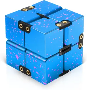 with Case (Blue & Pink) Infinity Cube Fidget Toy, Aluminum Alloy Metal Infinity treadmill mote chalk jeopardize desegregate labor Cubes, Fidget Infinity Cube Relieve Stress Anxiety ADHD for Kids Office Desk Toys for Adults Best Gifts 