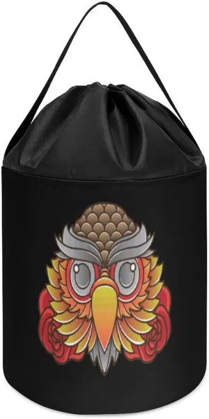 with Drawstring president occasion documentation command item Halloween Easter Basket Vintage Owl Head Block Toys Storage Basket Collapsible Building Bag 