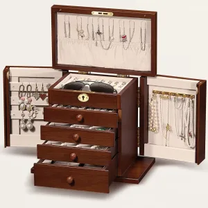 with Key$Gift for Wife$dresser top jewelry box methodically with lock wooden Jewelry Box and Organizer - 8-Layer Lockable Wooden Jewelry Boxes for Women - Large Jewelry Boxes and Organizer 