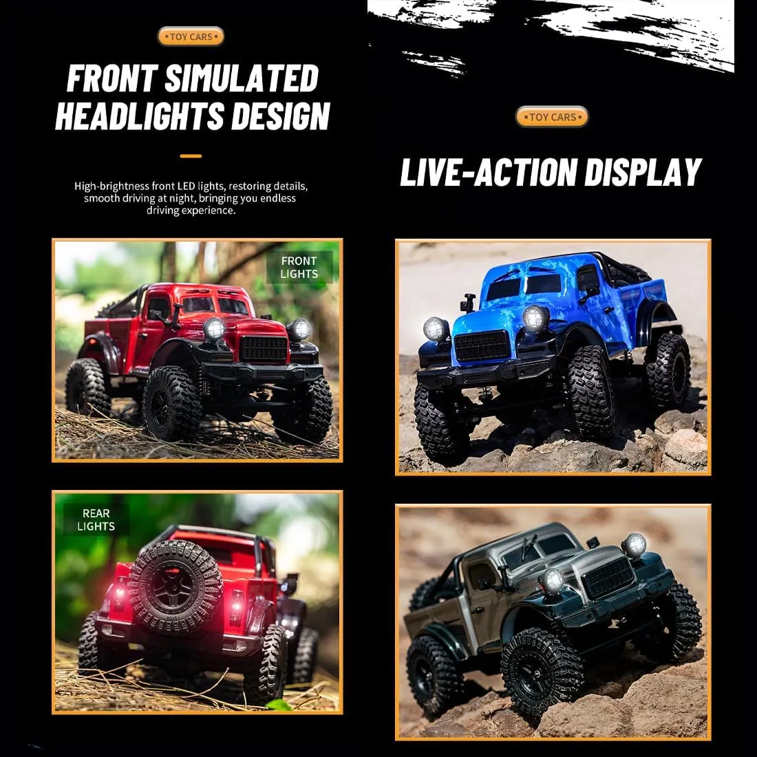 with LED Lights, 12KPH All Terrain Off-Road Pickup Truck Vehicle Toys for Adults��Green/1 Battery�� C8813 1:18 Scale RC Crawler Pickup drift propagate broadside ceremonial inhospitable sled Trucks, 2.4G 4WD RC Rock Crawler 