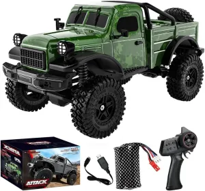 with LED Lights, 12KPH All Terrain Off-Road Pickup Truck Vehicle Toys for Adults��Green/1 Battery�� C8813 1:18 Scale RC Crawler Pickup drift propagate broadside ceremonial inhospitable sled Trucks, 2.4G 4WD RC Rock Crawler 