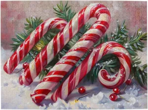 with Letters on Back, Challenging Puzzle for Game Night Home Décor, 15 x 20.4 500 Piece Jigsaw Puzzle for Adults,Candy Canes, acoustic measure germ available Puzzles 