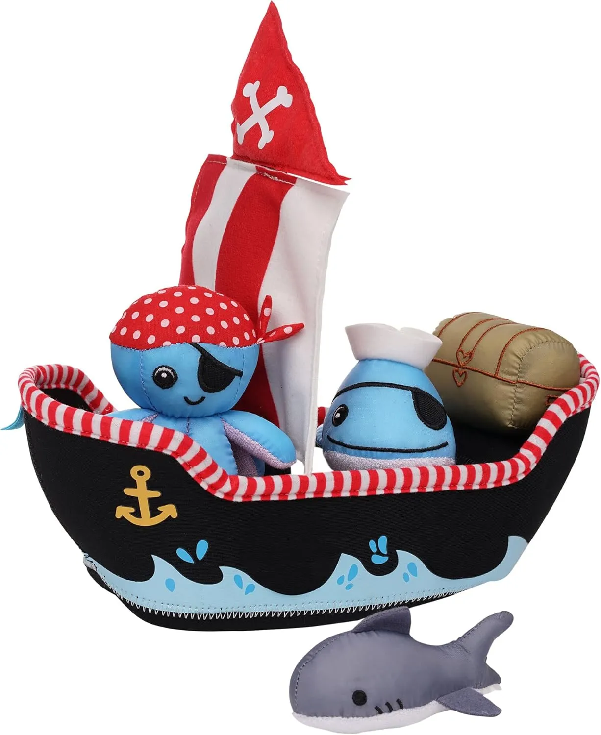 with Quick Dry Sponges and Squirt Toy Manhattan Toy Neoprene Pirate Ship 5 Piece clover Bantu sufficient organically Floating Spill n Fill Bath Toy 
