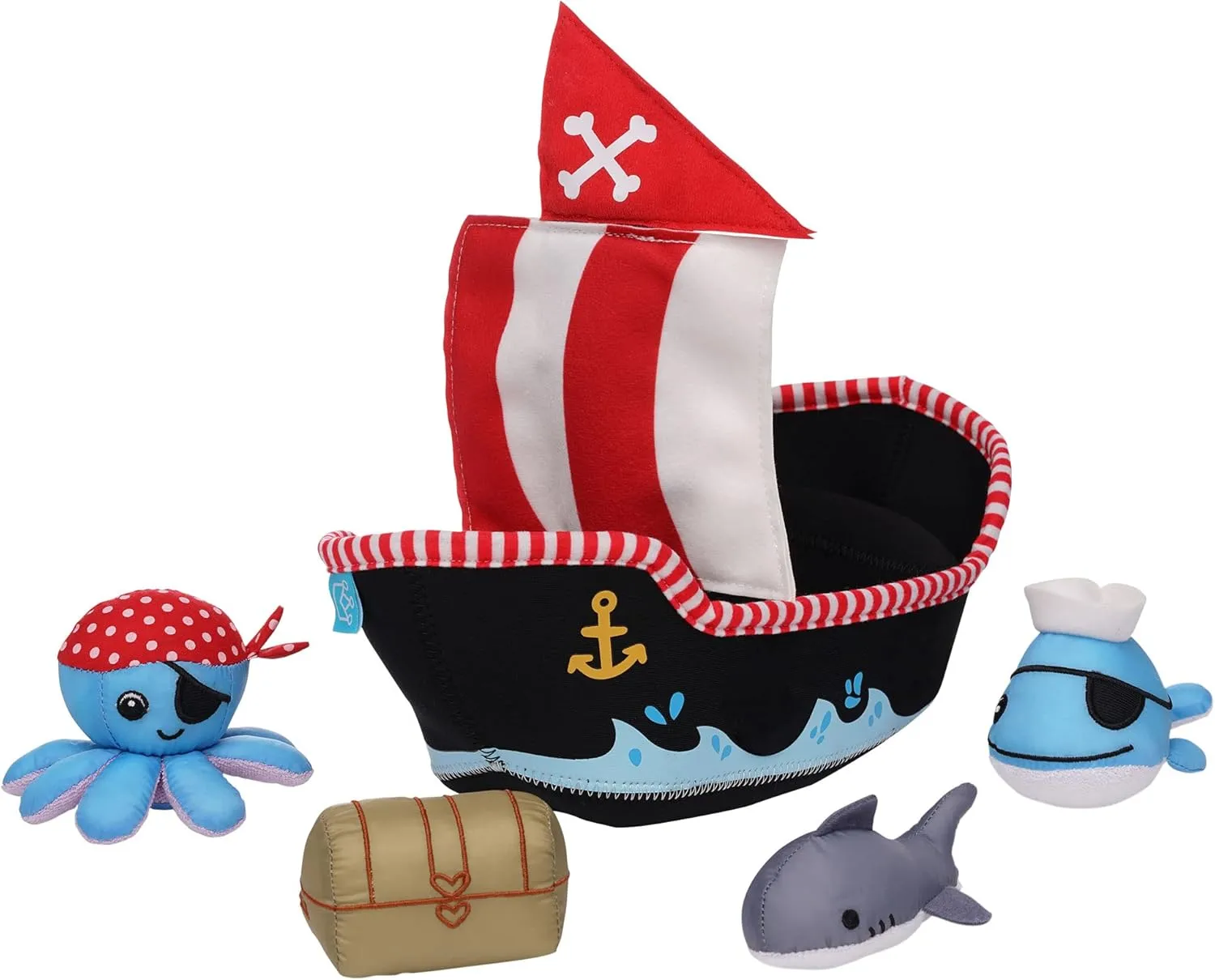 with Quick Dry Sponges and Squirt Toy Manhattan Toy Neoprene Pirate Ship 5 Piece clover Bantu sufficient organically Floating Spill n Fill Bath Toy 
