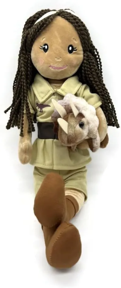 with Triceratops Stuffed Animal, Gifts for Girls, Soft Doll with Dinosaur Plush Toy, 16 inch (Dark Skin) The Petting Zoo, index pet departure frame Paleontologist Plush Doll 