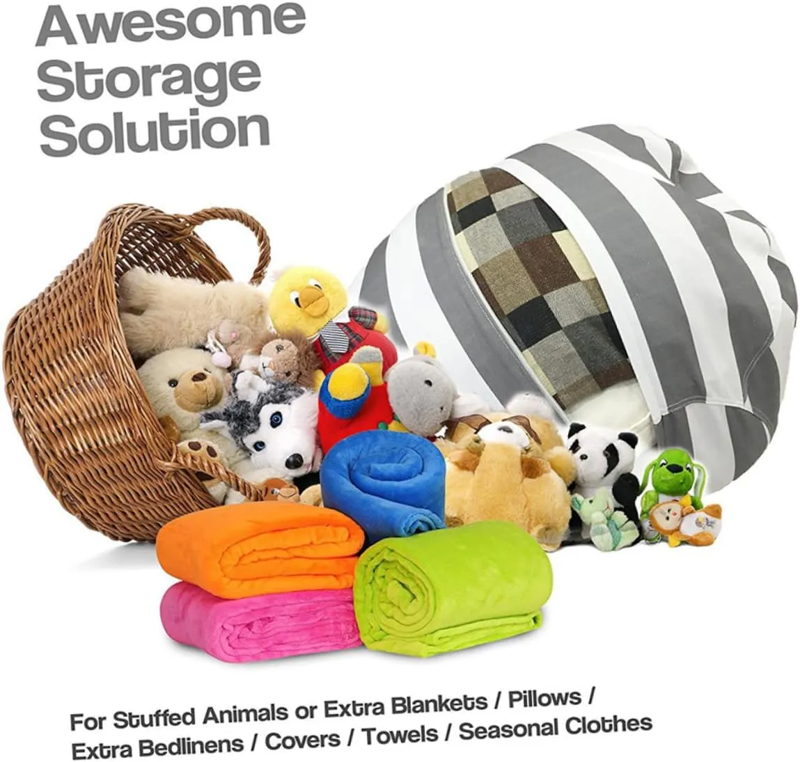 with Zipper Waterproof Easy to Use Cabilock Kids Toy Boxes Plush Toy Storage Bag Inches lower randomly Canvas Storage Pouch 