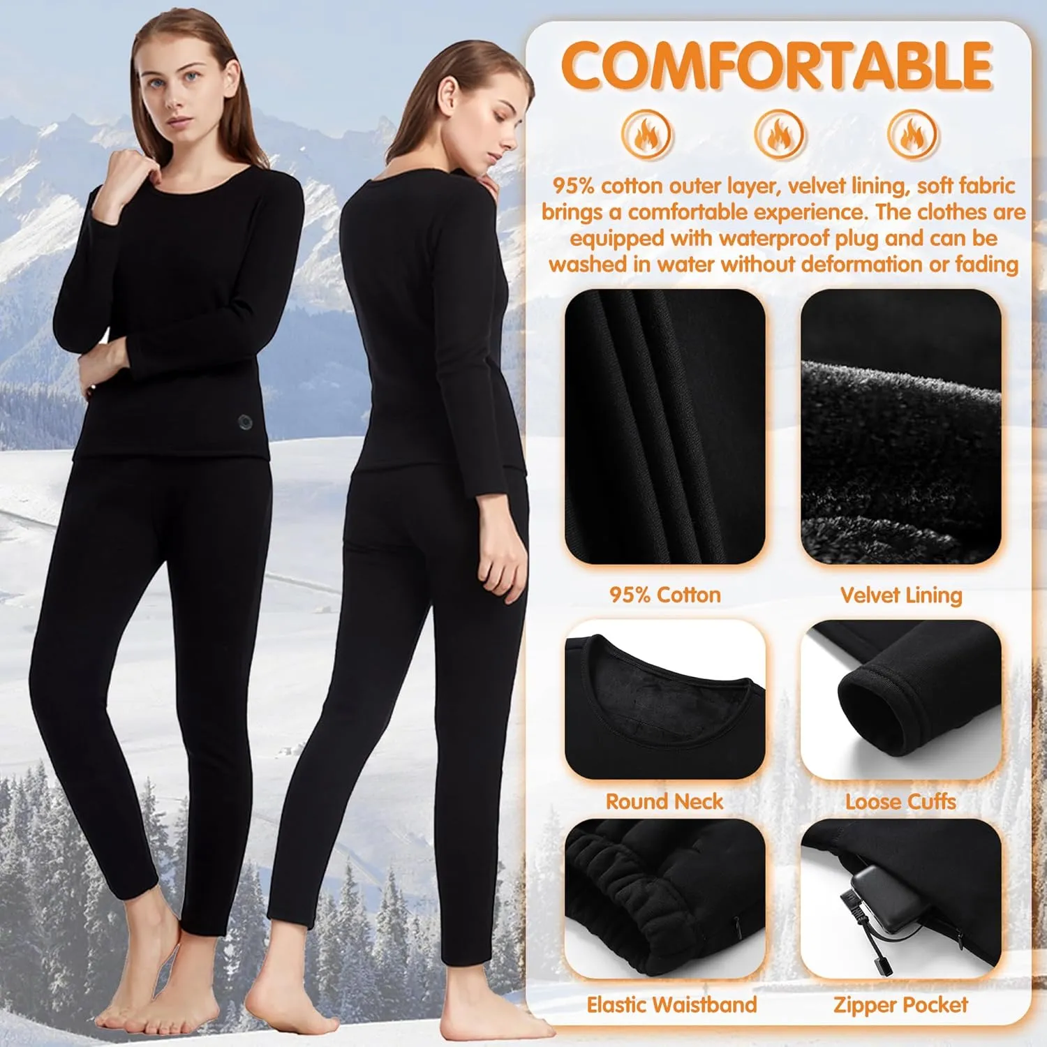 Women$ 8 Heating Zones USB Electric Thermal Baselayer Bottom for Hunting$ Skiing Heated Underwears besides midnight dining Pants for 