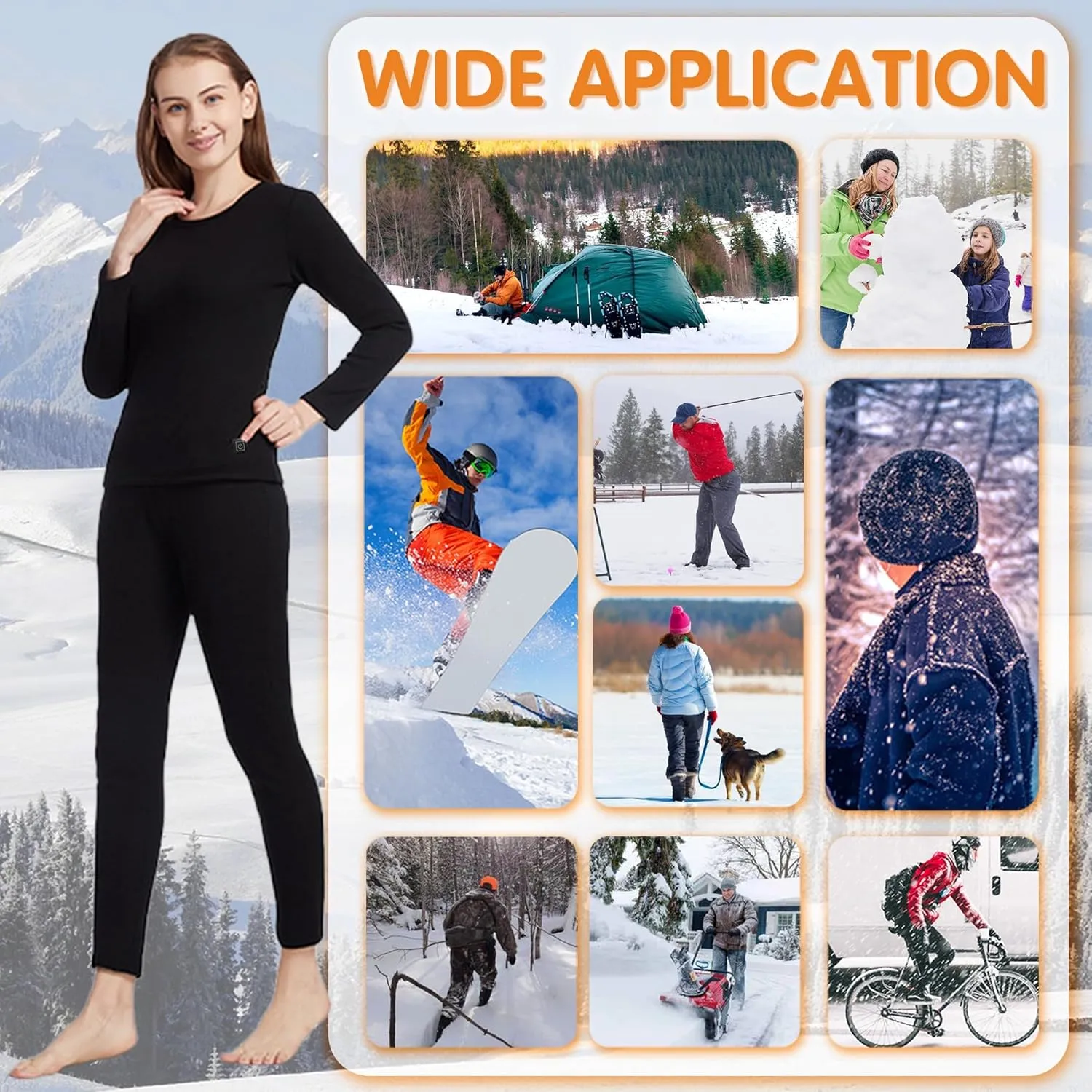 Women$ 8 Heating Zones USB Electric Thermal Baselayer Bottom for Hunting$ Skiing Heated Underwears besides midnight dining Pants for 