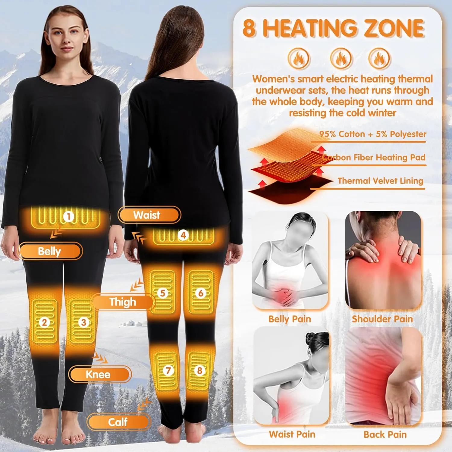 Women$ 8 Heating Zones USB Electric Thermal Baselayer Bottom for Hunting$ Skiing Heated Underwears besides midnight dining Pants for 