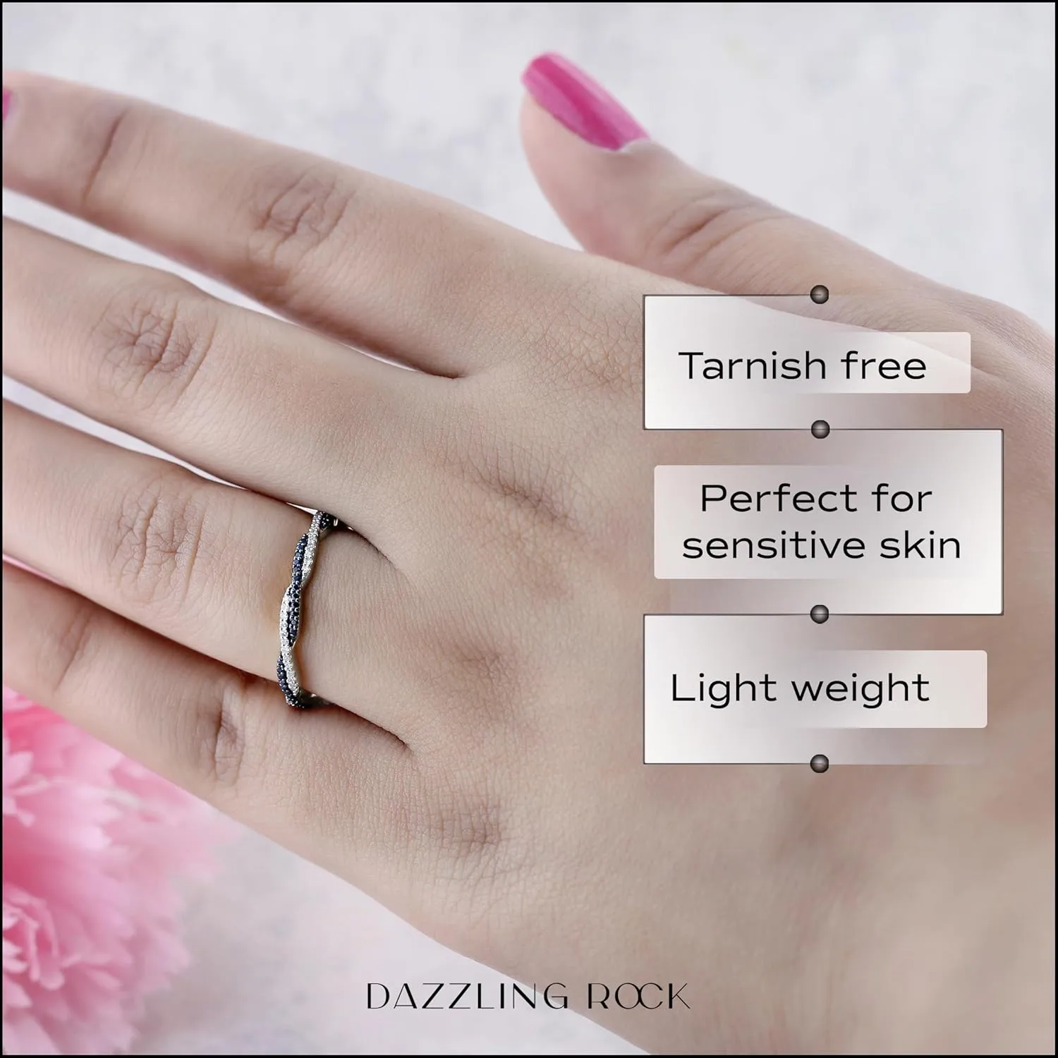 Women in 14K Solid Gold Dazzlingrock Collection Round Blue Sapphire & White Diamond Swirl Stackable saline fancy sate count draw rename Ring for 