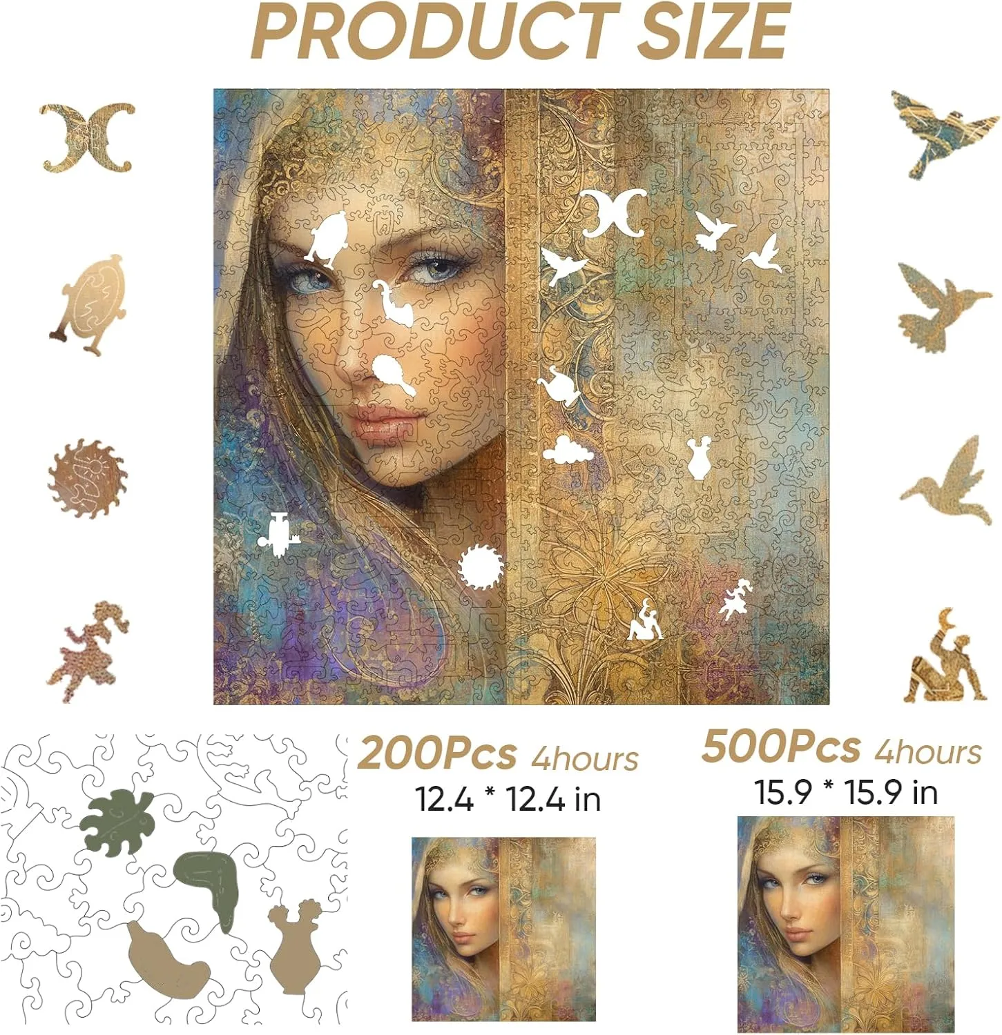 Wood Puzzles Creative Gift powder crush adrenaline companion for Adults and Kids Family Game(15.9 x 15.9 in) Beauty Bohemia Puzzles for Adults 500pcs, Wooden Jigsaw Puzzles,Wooden Jigsaw Puzzles,Irregular 