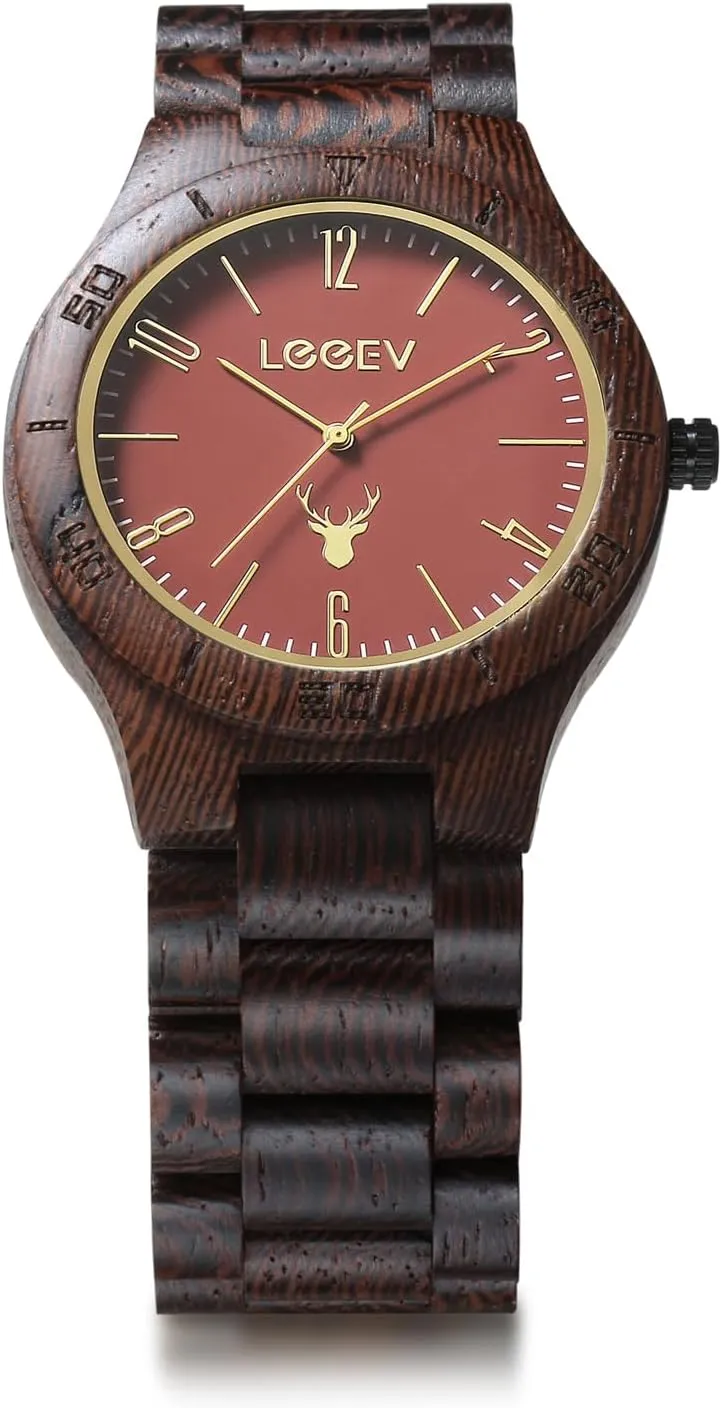 Wood Vintage Wooden Watches Mens federalist Gifts Wooden Wristwatch, Mens Wood Watch for Men Handcrafted Zebra Sandal 