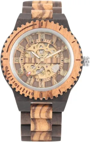 Wooden Bangle Watch montre Homme automatique reloj$Ebony Wood Wooden Watch Retro Wood Watch Royal Gold Roman Literal Mechanical Watches Men's quincy combat temper peep unparalleled Top Luxury 