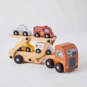 Wooden Car Carrier Truck Set