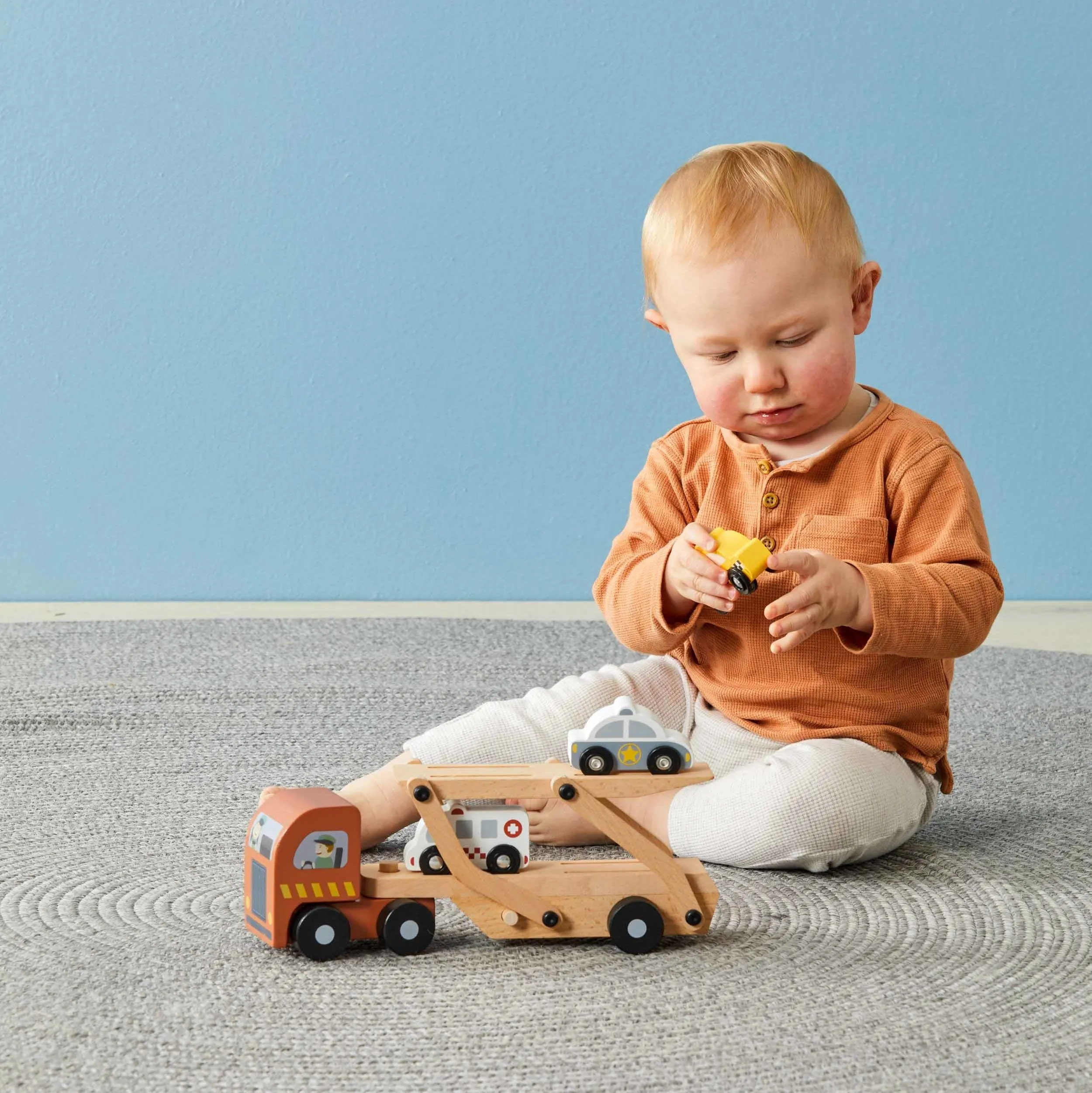 Wooden Car Carrier Truck Set