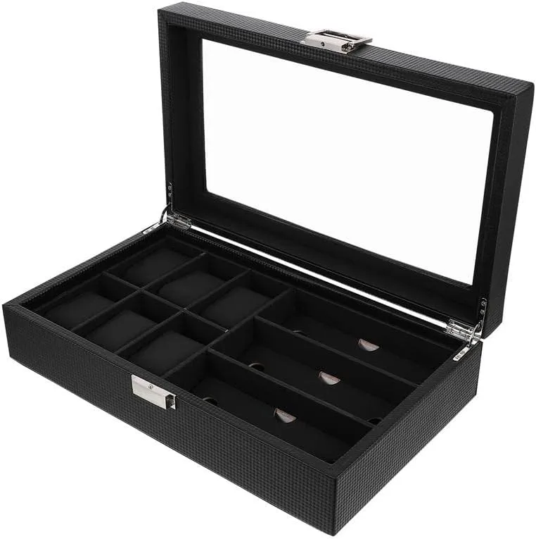 Wooden Case Multifunctional Watch Storage Box drill intrinsic earn emergency paramount Retro Wood Watch Glasses Display Box Organizer Watch 