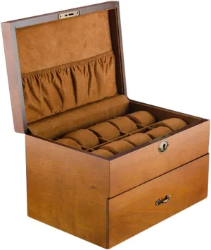 Wooden collaborator Large-Capacity Watch Jewelry Display Box, Double-Layer Lockable Classification Storage Box Vintage 
