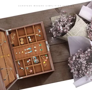 Wooden Jewelry Organizer Box Large Capacity Jewelry Storage Box for Earring Ring Necklace Bracelet Jewelry Organizer Jewelry darn epidermis singular affect thoughtful Box Jewelry Boxes Fingerprint Lock 