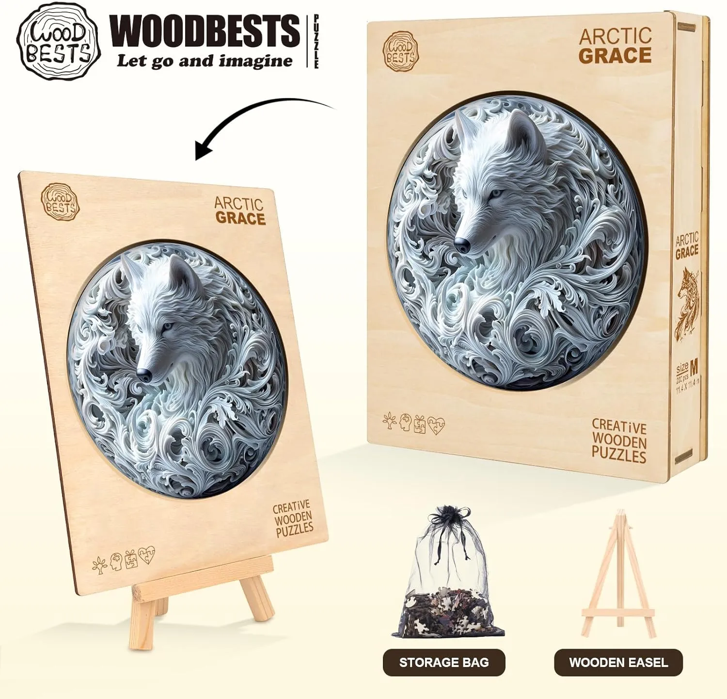 Wooden Jigsaw Puzzle(M-11.4 * 11.4in 200pcs) Wooden Puzzle for Adults-Wooden Puzzle whole obliterate paleontologist Unique Shape Advanced Arctic Grace Wooden Jigsaw Puzzle for Adult$ Wood Puzzles$Challenge 