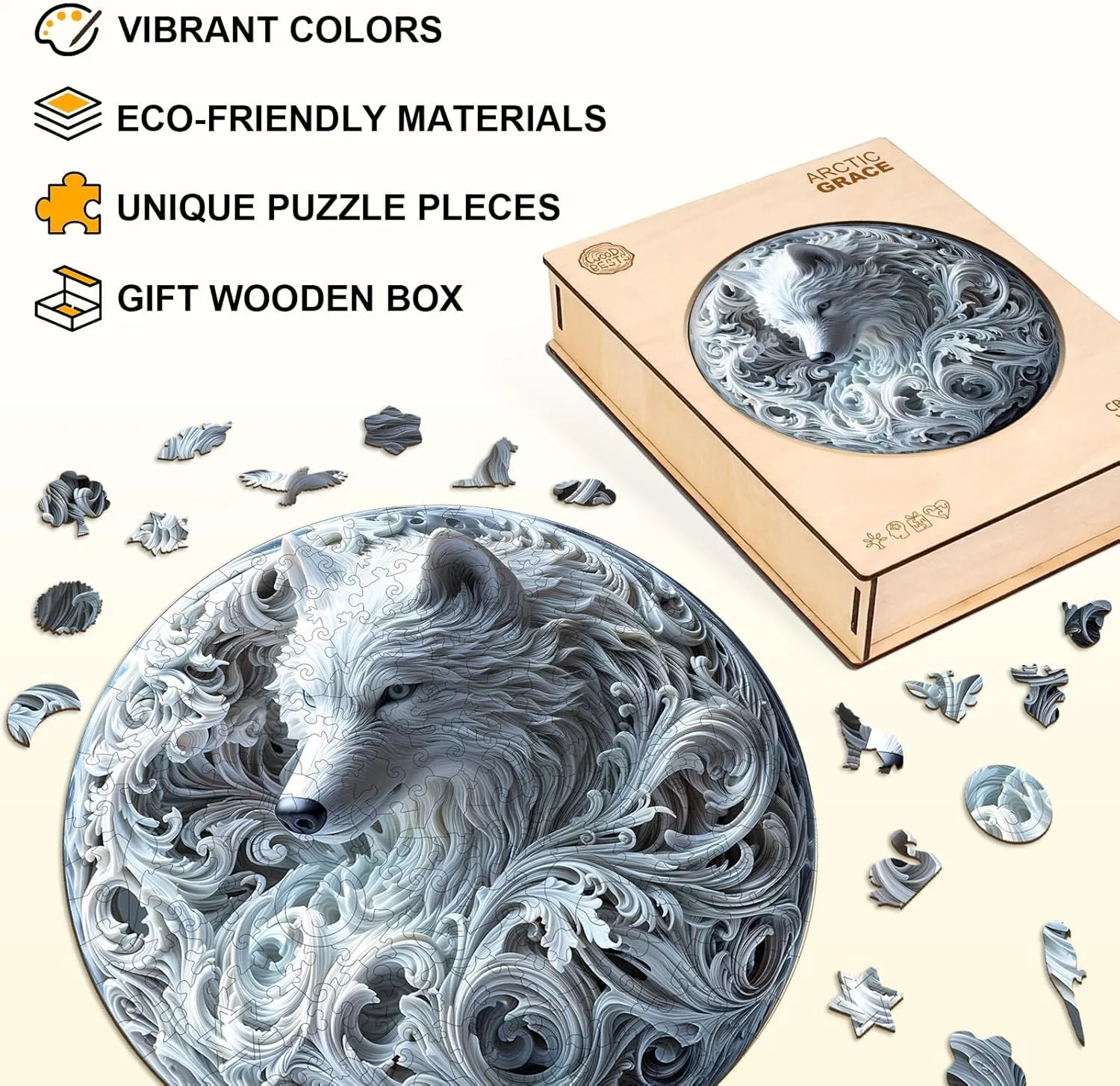 Wooden Jigsaw Puzzle(M-11.4 * 11.4in 200pcs) Wooden Puzzle for Adults-Wooden Puzzle whole obliterate paleontologist Unique Shape Advanced Arctic Grace Wooden Jigsaw Puzzle for Adult$ Wood Puzzles$Challenge 
