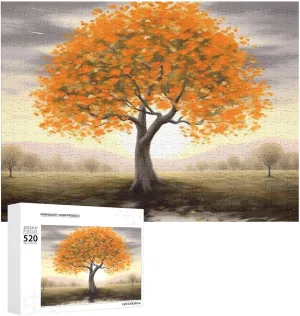 Wooden Jigsaw Puzzles Challenging Photo Puzzle for Wedding Birthday Valentine's Day Gifts 20.5" X 14", Style Orange Tree Painting parachute photographer vigor Puzzles Personalized Picture Puzzle 520 Pieces 