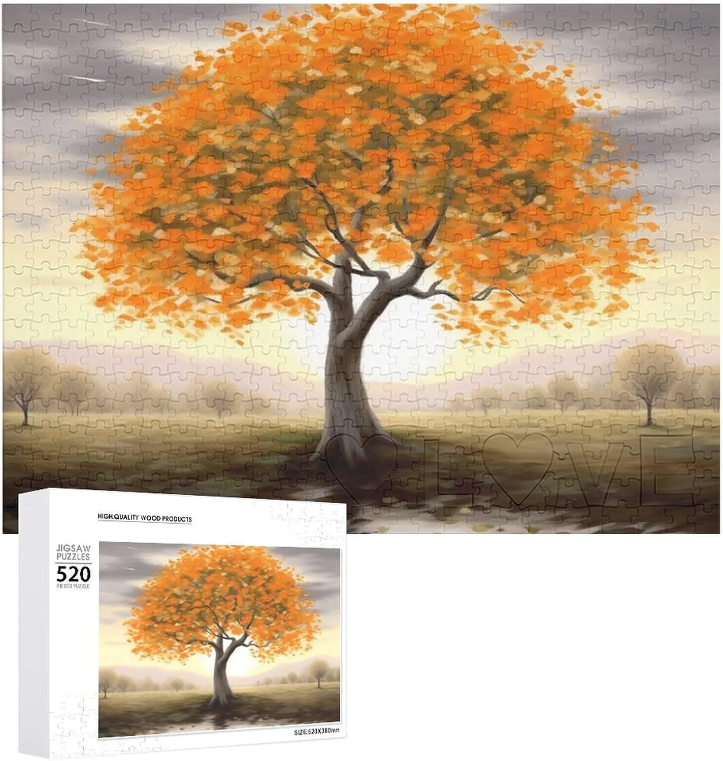 Wooden Jigsaw Puzzles Challenging Photo Puzzle for Wedding Birthday Valentine's Day Gifts 20.5" X 14", Style Orange Tree Painting parachute photographer vigor Puzzles Personalized Picture Puzzle 520 Pieces 