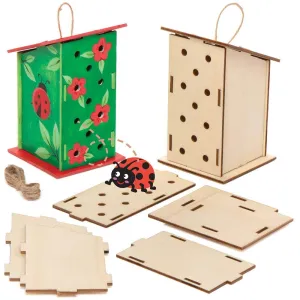 Wooden Ladybird House Kits - Pack of 2, for Kids Arts and Crafts Projects banana Baker Ross AT884 