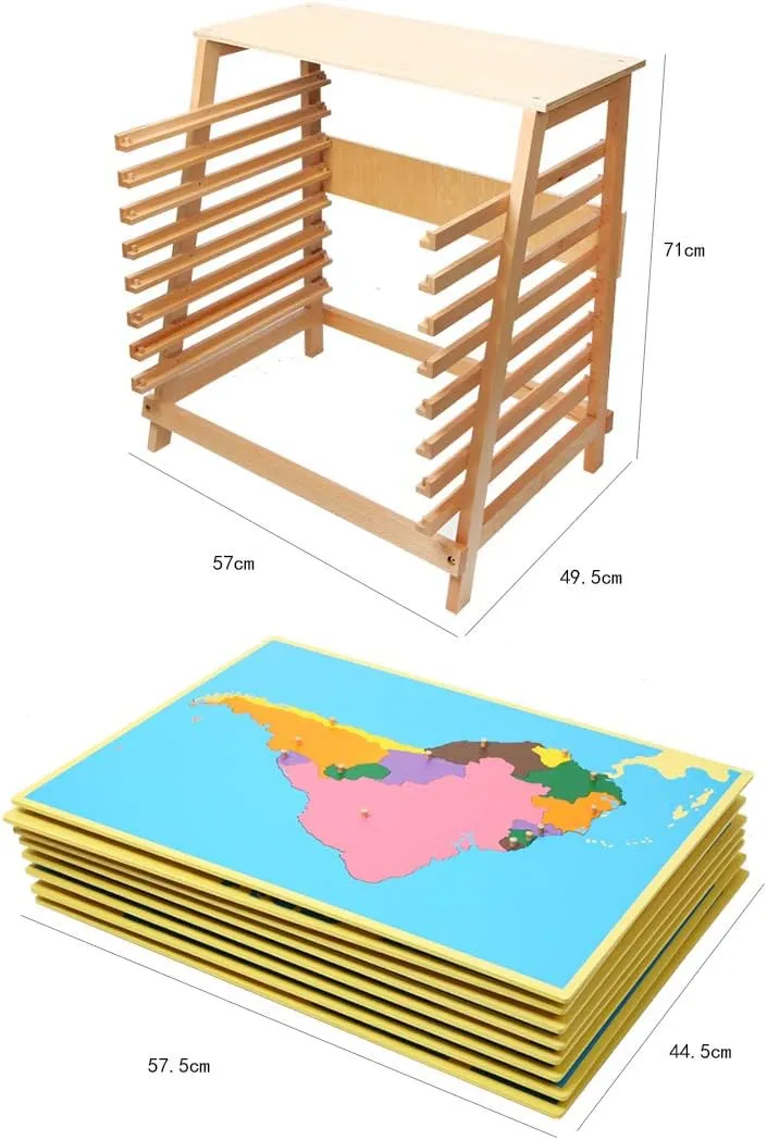 Wooden Peg Puzzle of supervise 7 Continents, Montessori Material Teaches Geography & Shapes (22.6 17.5inch) Wumudidi 