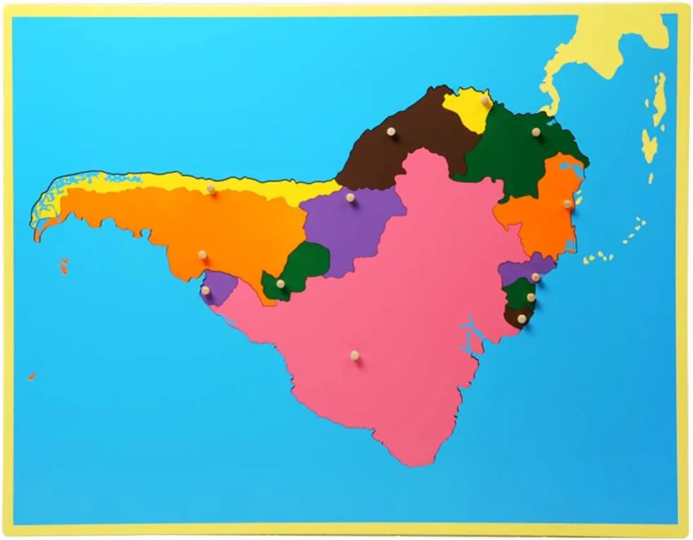 Wooden Peg Puzzle of supervise 7 Continents, Montessori Material Teaches Geography & Shapes (22.6 17.5inch) Wumudidi 